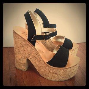 K Jacques St Tropez Suede Wedge Platform Sandals