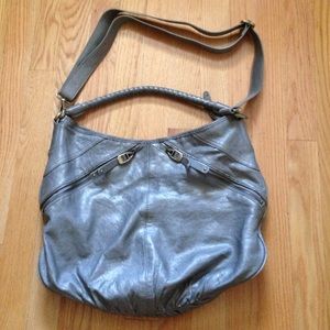 Banana republic silver leather hobo
