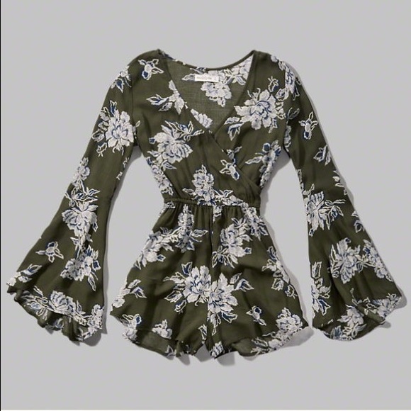 Abercrombie green floral romper