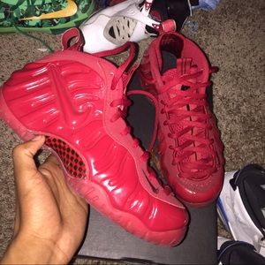 All red yeezy foams