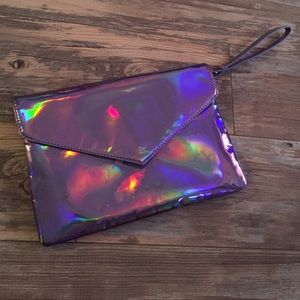 Metallic envelope clutch