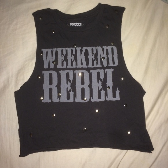 Dark grey/Black "weekend rebel" crop top