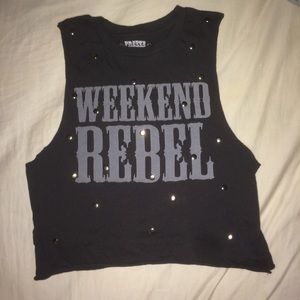 Dark grey/Black "weekend rebel" crop top