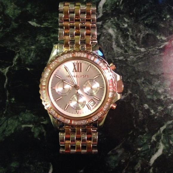 MICHAEL KORS braided silver,rose gold & gold watch - Picture 4 of 4