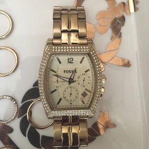 Gold Fossil watch