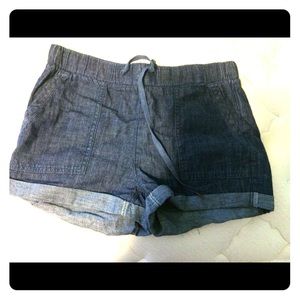 Elastic Waist Denim Impression Shorts