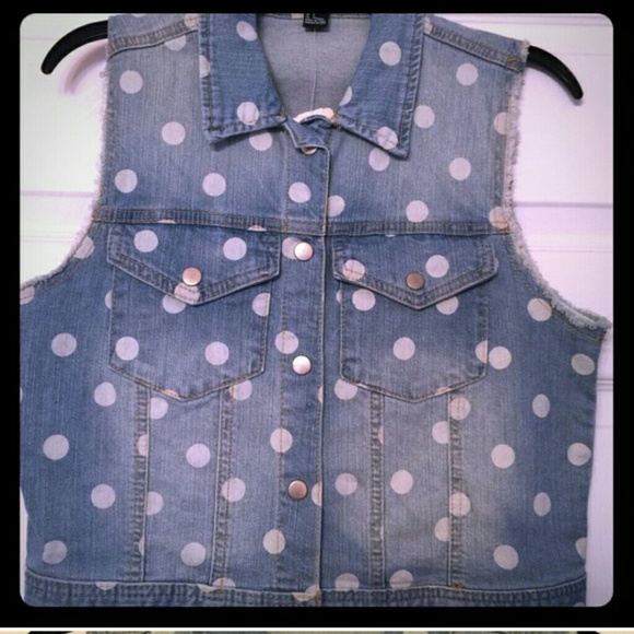 Polka dot jean vest