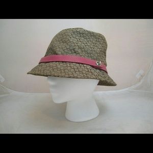 Coach Bucket Hat with Pink Leather Trim