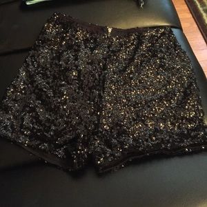 High waisted black sequin shorts