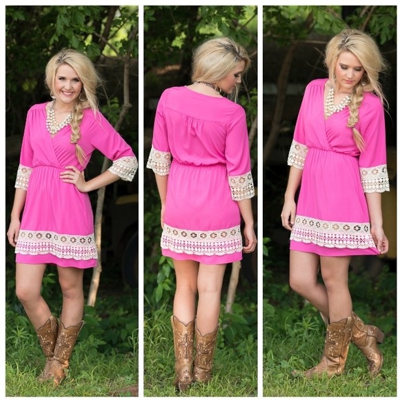 Pink and White Lace Dress