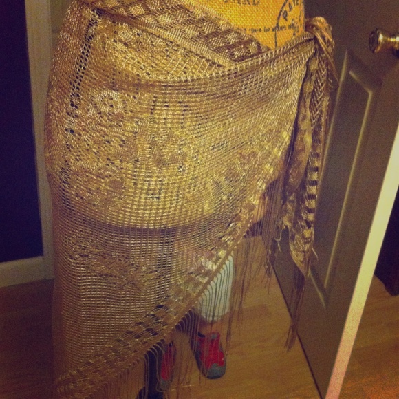 Beautiful silky sheer scarf cover up with fringe!