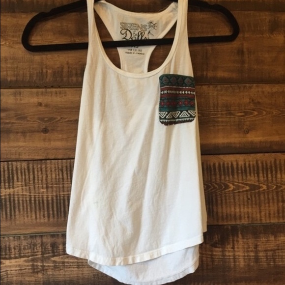White tank with pocket