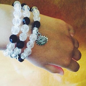 Brand new handmade Black&white crystal bracelets