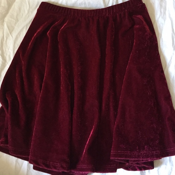 Red velvet skirt