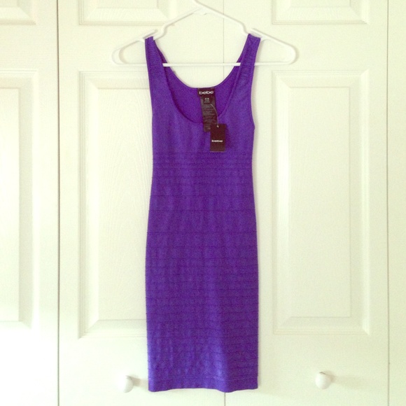 Bebe back cut out shine dress purple