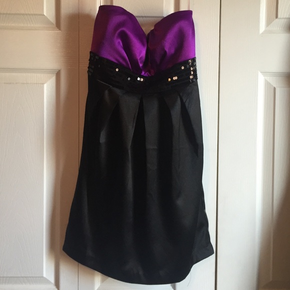 Purple and black evening dress