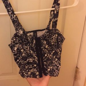 BLACK GREY AND WHITE CROP TOP