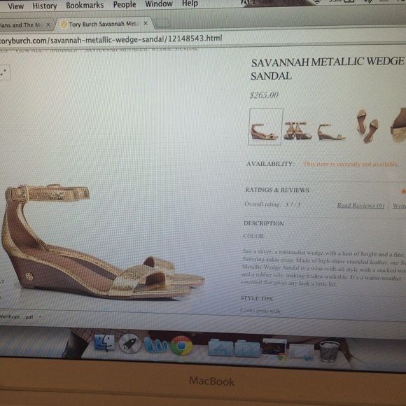 Tory Burch Savannah wedge gold. - Picture 2 of 2