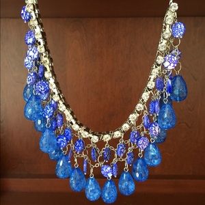 Silver and blue beaded necklace