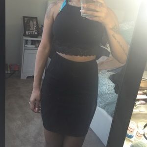 Black top and skirt set