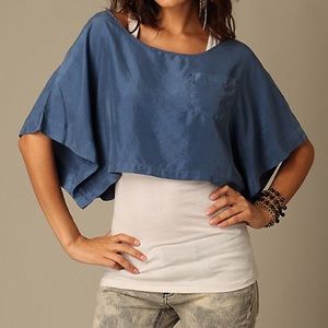 Free People Dark Navy Crop Pocket Tee