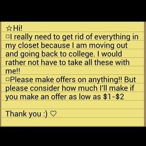 PLEASE MAKE OFFERS ON MY CLOSET!!!