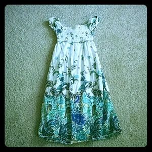 White and turquoise dress