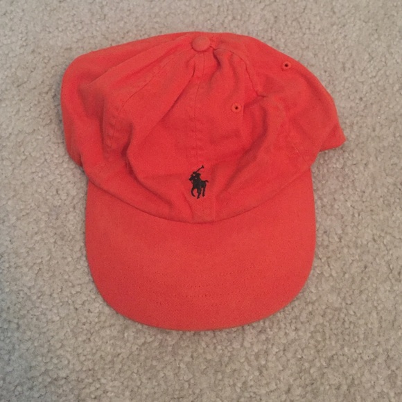 green polo hat with orange horse