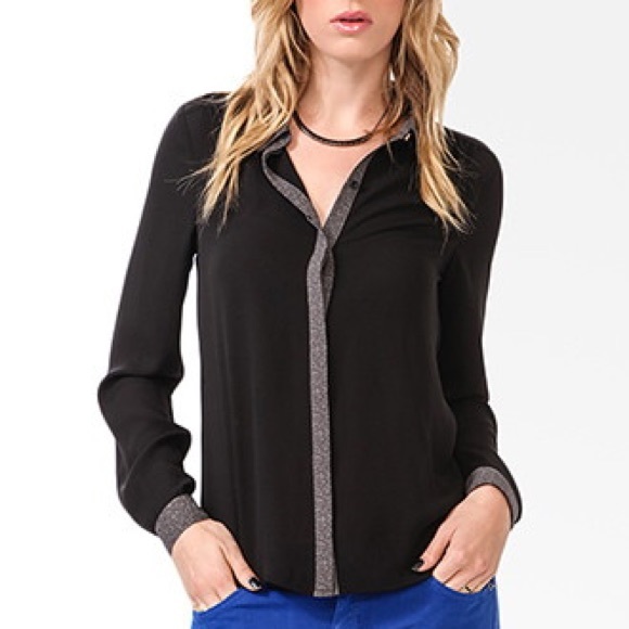 Forever 21 Leopard/Black Button Up