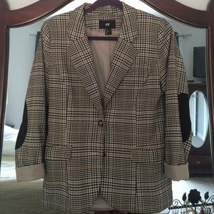 H&M Fitted Plaid Blazer