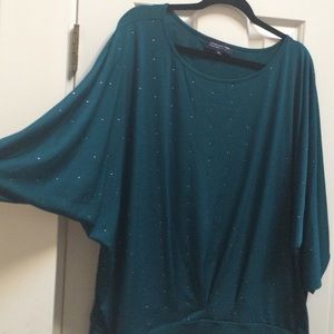 Jones New York Studded Deep Teal Dolman Sleeve