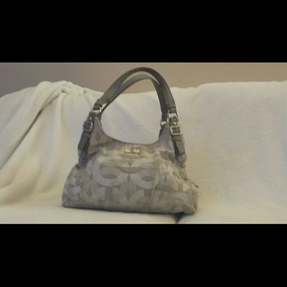 White and Silver Coach Bag