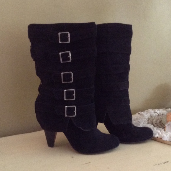 MIA Black Suede Rocker Boots