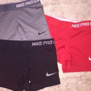 3 pairs of Nike Pro Combat shorts