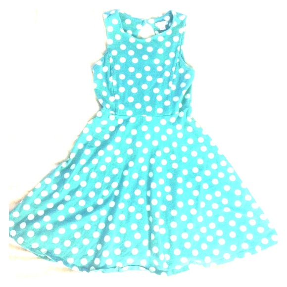 Teal and White Polka Dot Dress