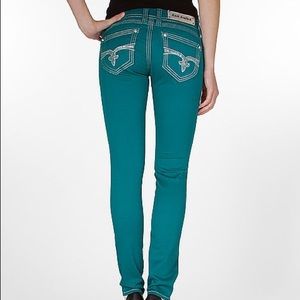 Rock revival teal skinnies