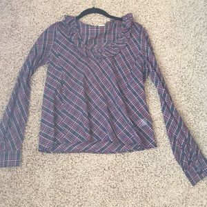 J. Crew Crewneck Plaid Blouse