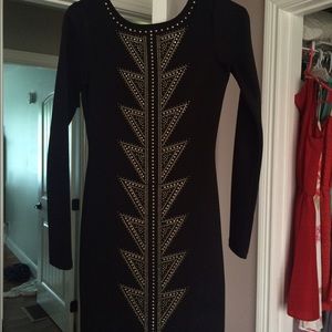 Long sleeved black dress with embellishments!