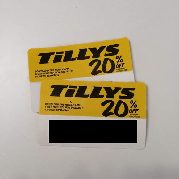 TWO TILLY'S COUPON 20%