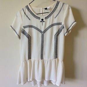White Blouse, Black Embroidery