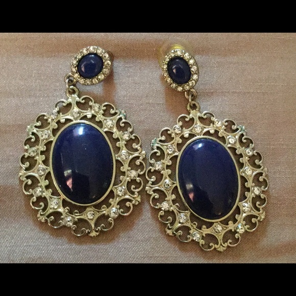 Hive & Honey Navy Blue and Gold Earrings- New!