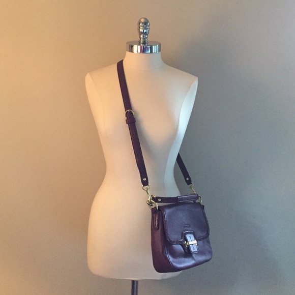 COACH plum leather cross body bag