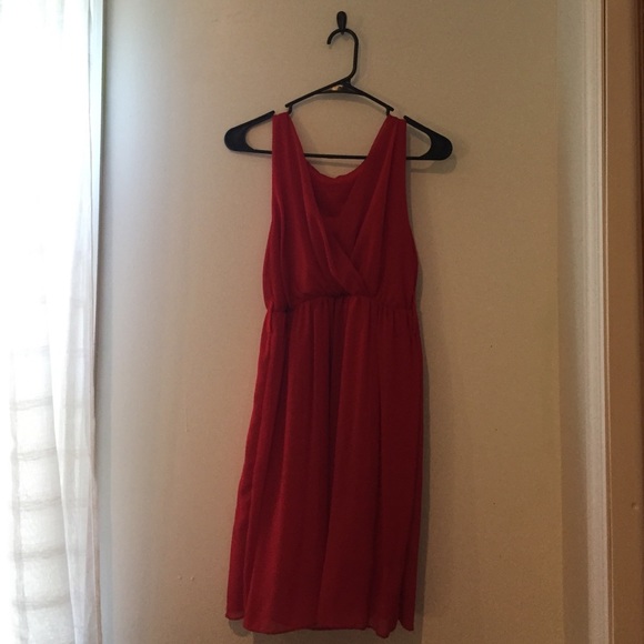 Bright red chiffon dress!