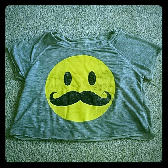 Gray mustache crop top