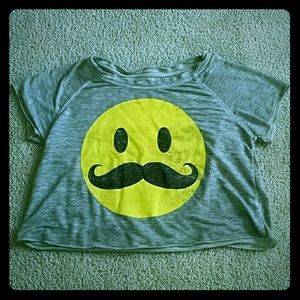 Gray mustache crop top