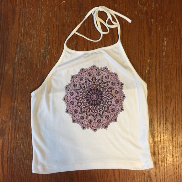 Brandy Melville White Halter with Design