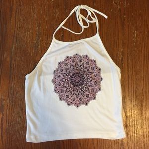 Brandy Melville White Halter with Design