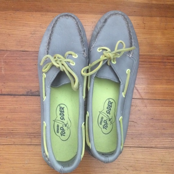 Grey and chartreuse Sperry Top-Siders