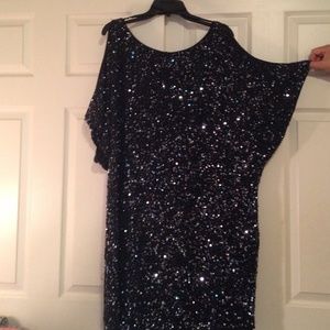 Aidan Mattox black sequin dress