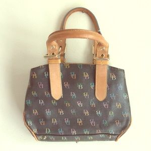 Dooney and Bourke Black Canvas Rainbow Hand Bag